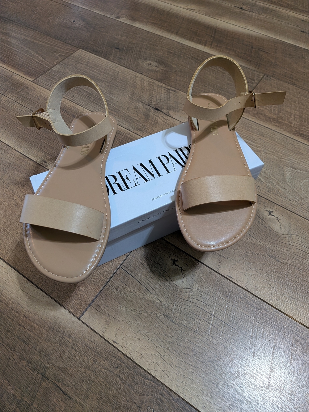 Dream Pairs Nude Ankle Strap Flat Sandals